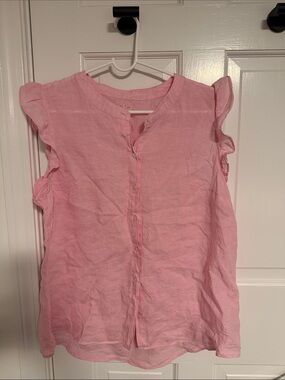 Lilly Pulitzer Pink Ruffle Sleeve Button-Front Blouse